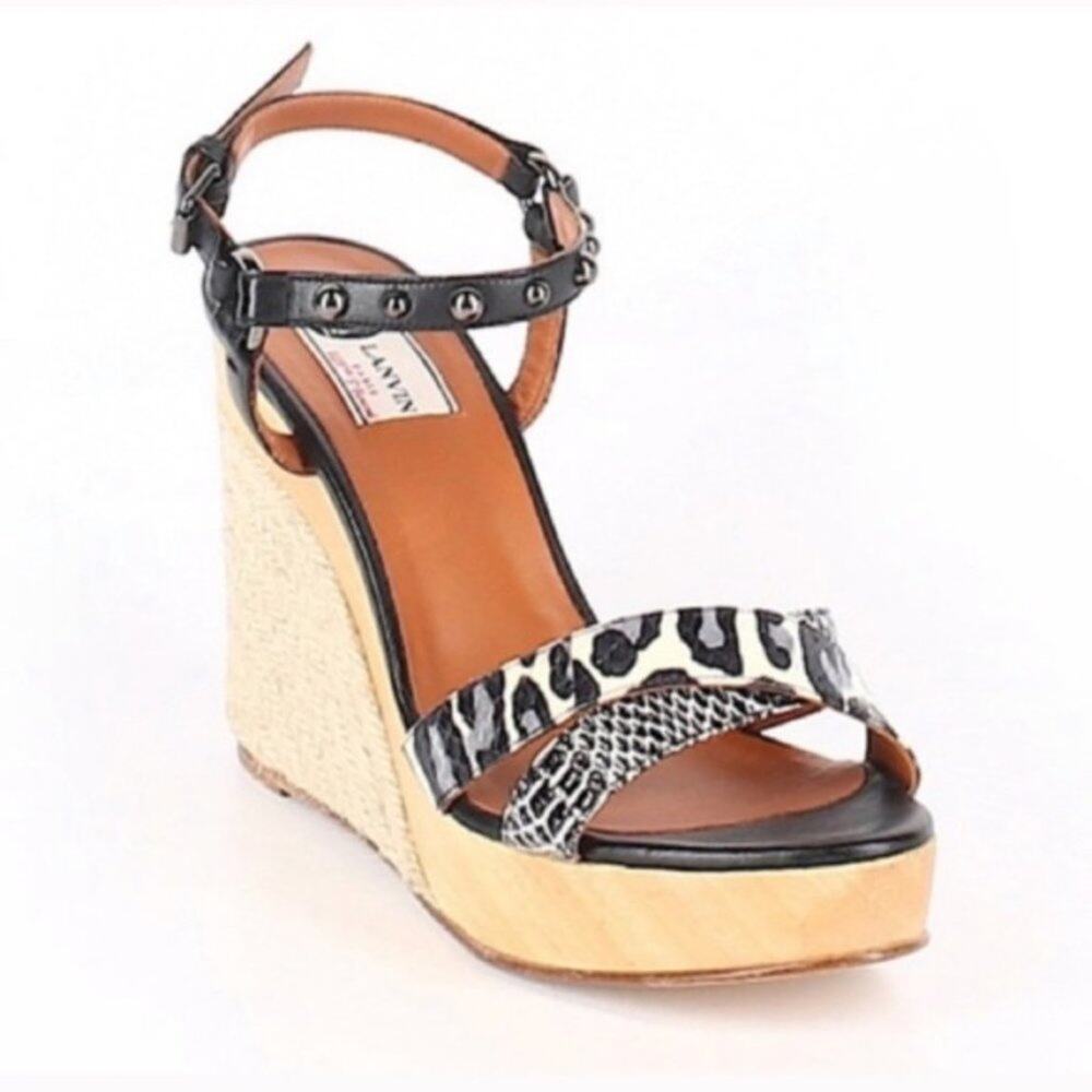 Lanvin studded wood espadrille wedges